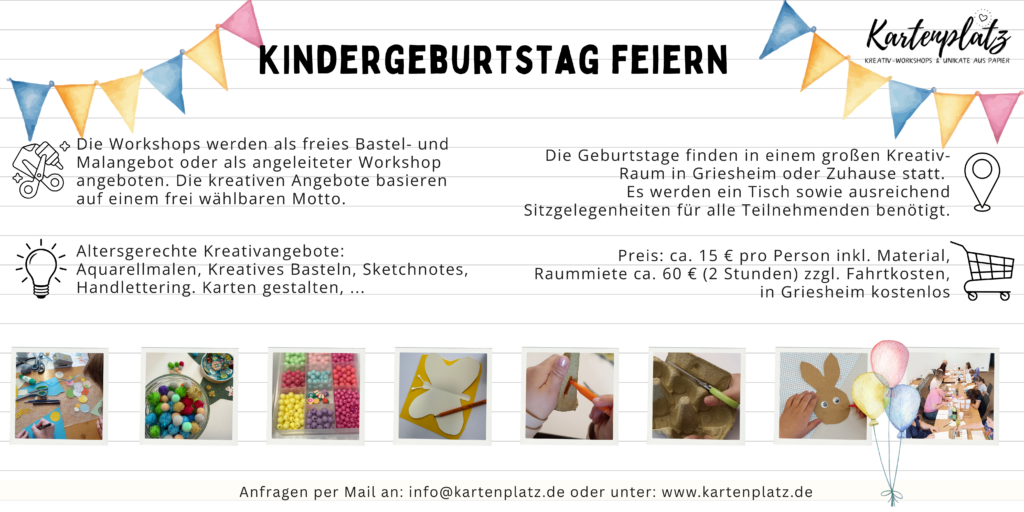 Kartenplatz Workshop Kindergeburtstag